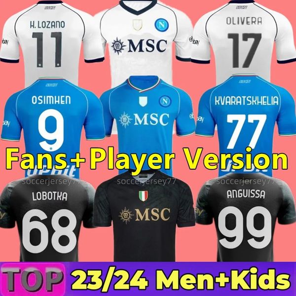 Maillots de football Napoli 23 24 KVARATSKHELIA Halloween chemise spéciale MINJAE maillot naples enfant ZIELINSKI H.LOZANO OSIMHEN POLITANO maillots de football 16-28