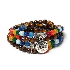 Napoln Tree of Life Multilayer Armband Kralen 108 Mala Yoga Natuursteen Dames Druppel Armbanden voor Mannen