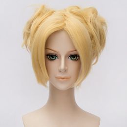 Nara Temari Cosplay Pruiken 30cm Gouden Blonde Hittebestendige Synthetische Haar Perucas Cosplay Pruik + Pruik Cap