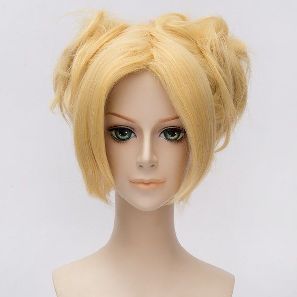 Nara Temari Cosplay perruques 30 cm blond doré résistant à la chaleur cheveux synthétiques Perucas Cosplay perruque + bonnet de perruque