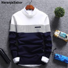 Naranjasabor Autumn Winter Pullover Herenmerk Kleding Wool Slim gebreide trui Men Casual gestreepte trek Jumper N558 220819