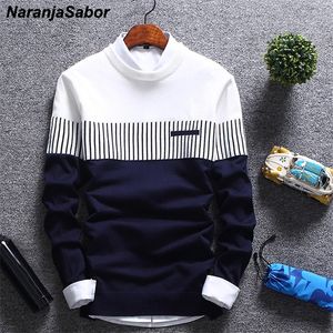 NaranjaSabor Automne Hiver Pull Hommes Marque Vêtements Laine Slim Tricoté Pull Hommes Casual Rayé Pull Jumper N558 220815