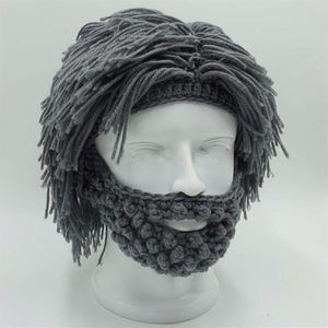 NaroFace tricoté à la main hommes hiver Crochet moustache chapeau barbe bonnets visage gland vélo masque Ski chaud casquette drôle chapeau cadeau nouveau C2422