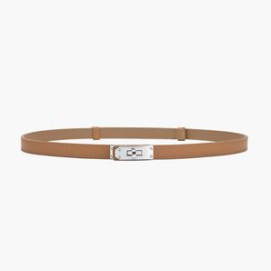 Smalle dunne riem voor dames designer lederen luxe riemen 18 mm taille klassiek klein verguld goud zilver slotgesp formele bruine riemen jurk jeans pak eenvoudig yd013 B4