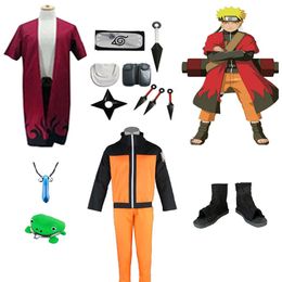 Disfraz de Naruto, bata de modo inmortal, zapatos, diadema, armas, accesorios, conjunto completo 254n