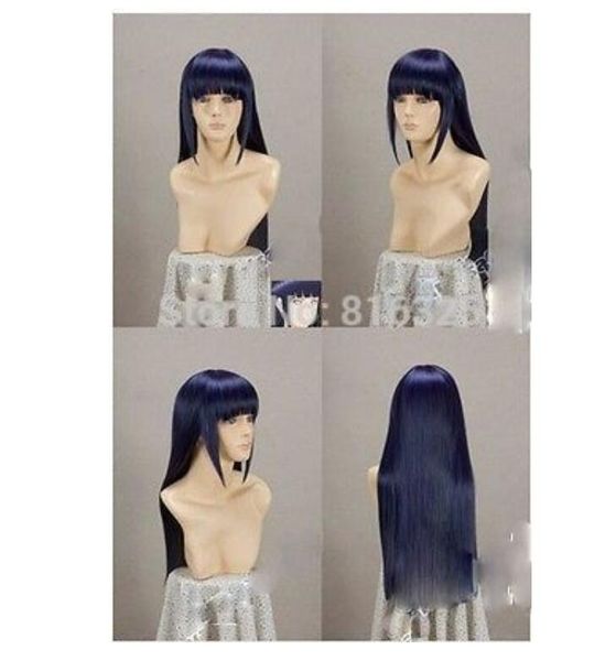 Narutos Shippuden Hinata Hyuga BlueBlack Perruque Cosplay Mixte 80cm