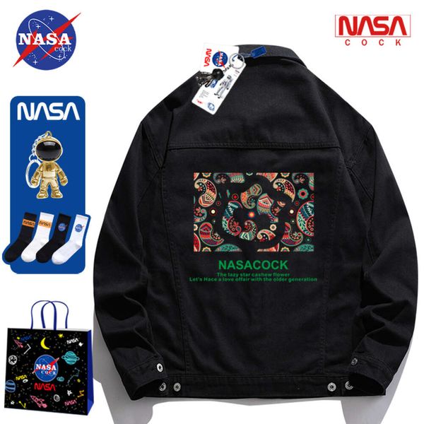 NASA CO Branded Vestes for Men and Women Spring and Automne Nouveau Polo Neck Trendy Loose Instagram High Street Couple Fashion Denim Coat - WMP