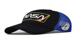 NASA Broidered Baseball Cap d'été Colorlocking Mesh Cap Men and Femmes Outdoor Casual Hat USA Ball Caps8498225