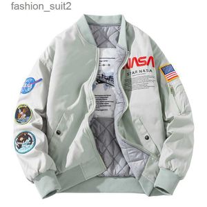 nasa Jackets Automne-vol Pilote Veste Manteau Noir Vert Bomber air force Hommes Nasa Broderie Baseball Manteaux avec Fermeture Éclair cp bomber veste Vestes Homme RDQE