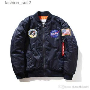 nasa Jackets Automne-vol Veste Pilote Manteau Noir Vert Bomber Ma1 Hommes Nasa Broderie Baseball Manteaux avec Fermeture Éclair cp bomber veste Vestes Pour Hommes 3 OKMU