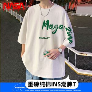 NASA – T-shirt à manches courtes en pur coton pour hommes, nouvelle marque de mode Instagram pour jeunes garçons, vêtements d'été 2023