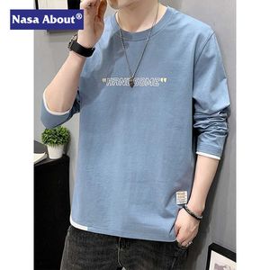 Nasa – T-shirt à manches longues en pur coton pour hommes, vêtements polyvalents et décontractés, marque tendance pour jeunes, printemps et automne