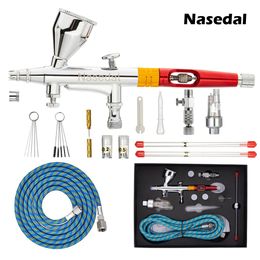 Nasedal Airbrush Gravity Dualaction Spuitpistool 9cc Verf Nagel Make-Up Tattoo Art DIY Tool 02mm0m05mm 231229