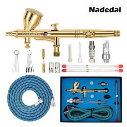 Nasedal Gravity Dualaction Mini 9cc Aérographe Peinture Nail Spray Gun Maquillage Set Visage Tatouage Art DIY Outil 02mm03mm05mm 240322