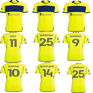 Nashville Hot vente maillot jaune SC maillots de football spécial maison 24 25 MUKHTAR 10 GODOY 20 MOORE 18 ZIMMERMAN 25 FAN PLAYER VERSION jersey maillots de football haut