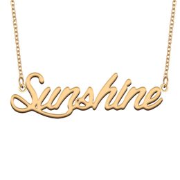 Sunshine naam ketting aangepaste naamplaatje hanger voor vrouwen meisjes verjaardagscadeau kinderen beste vrienden sieraden 18k verguld roestvrij staal