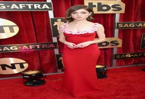 Natalia Dyer Floral Scoop Neck Celebrity jurken schouderbanden vloer lengte rode loper sag awards op maat gemaakte 7247701