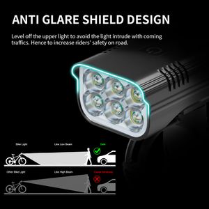 Natfire 6led 10000 mAh Bike Light Araprofroping USB Rechargeable LED Light SUPER BRIGHT PLASHINGLIGNE POUR LETTE FRANT CYCLING