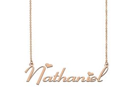 NATHANIEL Collier Collier Plateau à signature personnalisé pour les femmes Girls Birthday Gift Kids Friends Bijoux 18K Gold plaqué inoxydable3095146