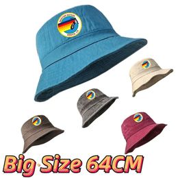 Natie printen Big Head Plus Size emmer hoed Pure katoenen Bob Panama Fisherman Hat Man Women 57-64cm Sun Hat 240517