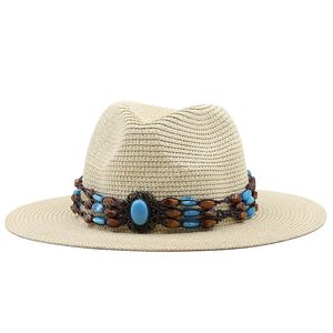 Nation Style large Brim Straw Fedora Chapeaux Western Beach Felt Sun Hats Party Cap pour homme Women Summer Jazz Hat