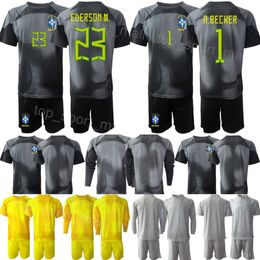 Nacional 2022-23 Brasil Niños Lucas Perri Jersey Portero Conjunto de fútbol Manga larga Weverton LETICIA Gilmar Taffarel Alisson Becker Ederson Moraes Camiseta de fútbol