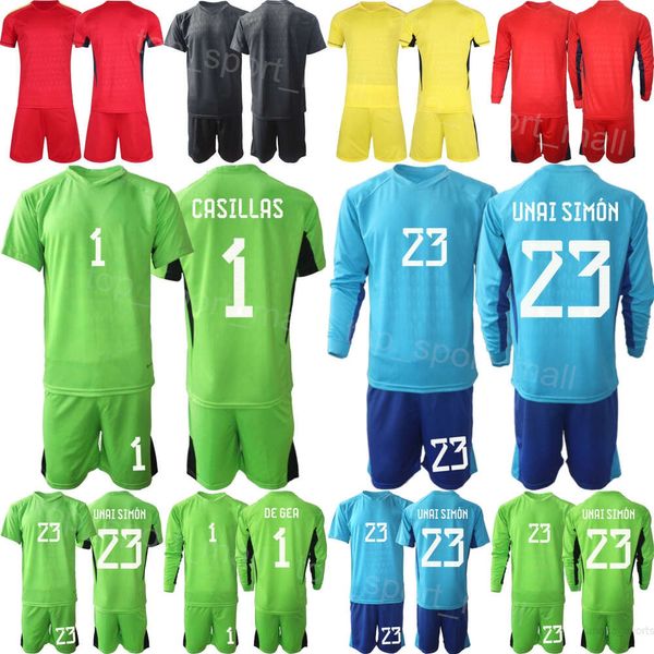 National 23 24 Espagne Gardien de but Kepa Arrizabalaga Maillots de football Ensemble Hommes Enfants Long David Raya David de Gea Unai Simon Iker Casillas Pepe Reina COLL Maillot de football