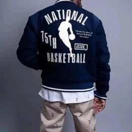 National 75 Basketball Jackets Long Sleeve Men Designer Jacket Spring Baseball Mens Coats