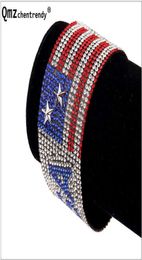 Journée nationale du drapeau brillant Bijoux de nuit chanteuse de nuit USA Flag Fix Rhinestone Men Bracelet Hip Hop Bangle Femmes de bracelet Q07737329