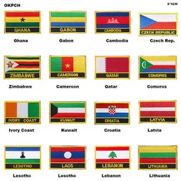 Parche bordado con bandera nacional, insignia de la República Checa, Zimbabwe, Camerún, Qatar, Comoras, Costa de Marfil, Kuwait, Croacia, Letonia