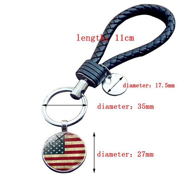 Porte-clés drapeau national USA UK CA, etc., chaîne en corde en cuir tissé, livraison directe créative Dhfvb