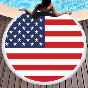 Drapeau national rond serviette de plage diamètre 3D microfibre brésil russie France serviette de bain voyage été serviette de bain avec gland