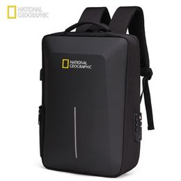 National Geographic Anti Theft Bag Imploudre impermeable USB Cargo 15 6 pulgadas Mochila Eva Impact Protection 220309226g