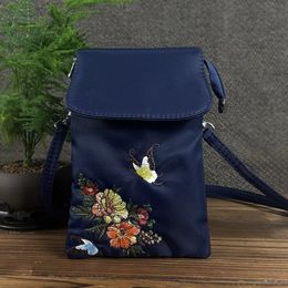 Bordado de estilo nacional Craft bolso móvil Bolso de teléfono de mujeres Versátiles Versátiles Versátiles Mini Pequeño Bolsa de Hombras ¡Bolsa de estilo étnico Nylon Cloth en stock