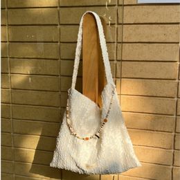 Nationale stijl nieuwe Chinese stijl retro splicing ontwerp kralen schoudertas veer en herfst grote capaciteit tas tas forens crossbody tas