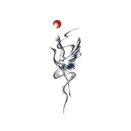 Style National White Crane Dancing Imperproof Advanced Color Tattoo Sticker 240523