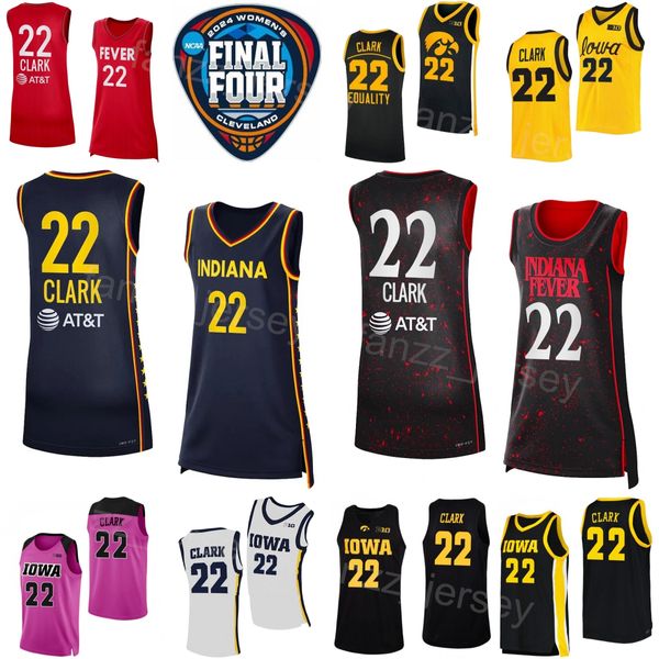 Hommes Kids Femmes Indiana Fever Jersey 22 Caitlin Clark Jirt Collège Basketball Iowa Hawkeyes Hannah Stualke Kate Martin Sydney Affolter Molly Davis 2024 Final Four