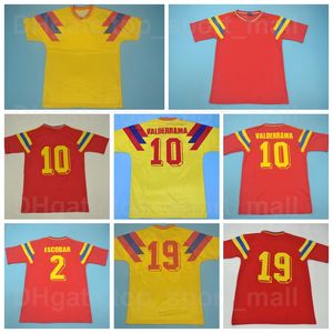 Nationaal Team 1990 Mannen Retro 10 Valderrama Soccer Jersey Vintage Classic 2 Escobar Team Rode Kleur Geel Voetbal Shirt Kits Uniform Custom Name Number Gelunbiya