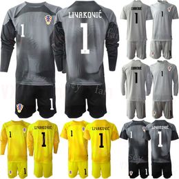 Nationaal team Croacia Keeper GK Jeugd Lovre Kalinic Jersey Voetbalset Keeper met lange mouwen 12 Ivo Grbic Ivica Ivusic Dominik Livakovic Voetbalshirttenues 22/23