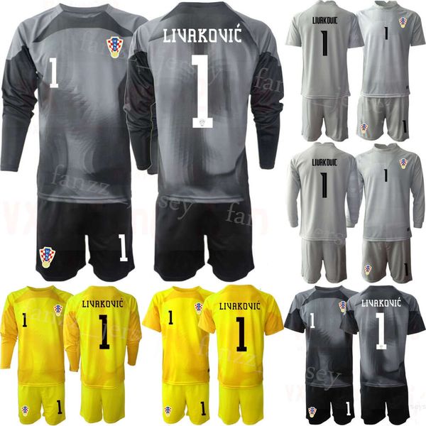 Selección Nacional Croacia Portero GK Juvenil Lovre Kalinic Jerseys Conjunto de fútbol Portero de manga larga 12 Ivo Grbic Ivica Ivusic Dominik Livakovic Kits de camiseta de fútbol 22/23