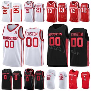 College Basketball 0 Marcus Sasser Jersey Houston Cougars 25 Jarace Walker 13 Jwan Roberts 12 Tramon Mark 1 Jamal Shead 21 Emanuel Sharp University Borduurwerk NCAA