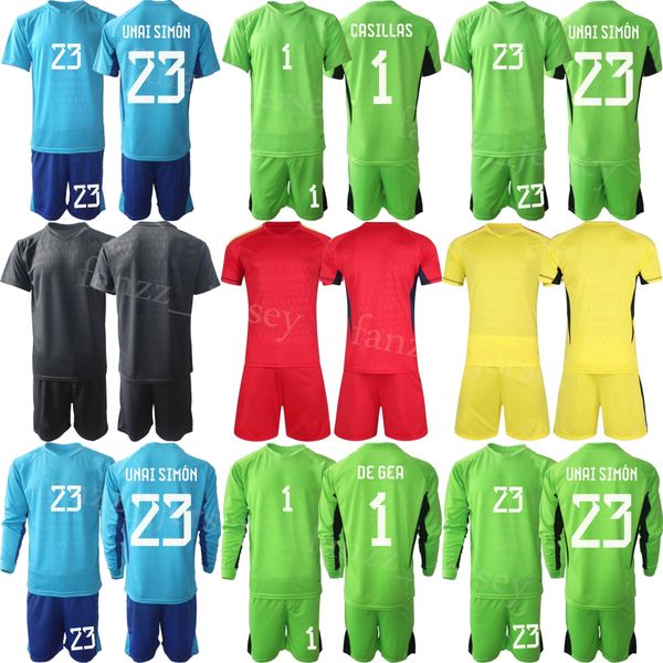 Équipe nationale GK Espagne Football à manches longues Iker Casillas Jersey Set Gardien de but Pepe Reina Kepa Arrizabalaga David Raya David de Gea Kits de maillot de football 23/24 Hommes Enfant