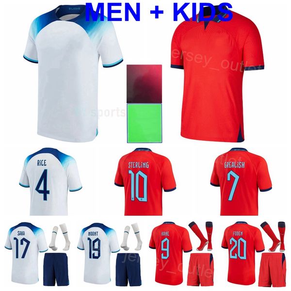 Equipo nacional Hombres Niños MOUNT Camisetas de fútbol SAKA BELLINGHAM RASHFORD SHAW STONES MAGUIRE WILSON PHILLIPS KANE FODEN RICE Kits de camiseta de fútbol Copa del mundo 22-23 YingGuo