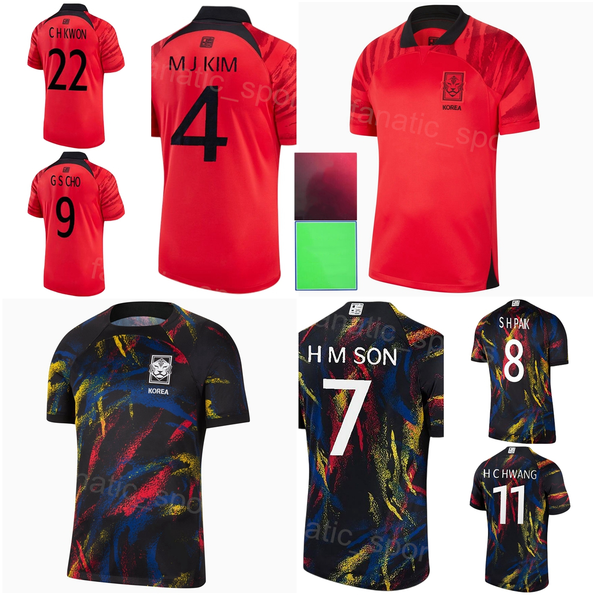 Nationalmannschaft Fußball 15 Kim Moon-Hwan Trikots Südkorea 22-23 Weltmeisterschaft 1 Kim Seung-gyu 7 Sohn Heung-min 19 Kim Young-Gwon 10 Lee Jae-Sung 13 Jun-ho-Fußball-Football-Hemd Kits Sport