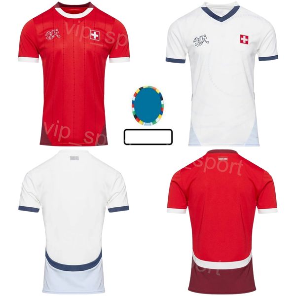 Equipo nacional Soccer Suiza Jersey Man 24-25 Euro Cup Shaqiri Schar Ndoye MVOGO Freuler Widmer Okafor Amdouni Rodríguez Seferovic Camisa de fútbol Kits Kits