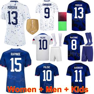 Nationale Team Man Jeugd Dames Voetbal 10 Christian Pulisic Jerseys 13 Alex Morgan 15 Megan Rapinoe Brenden Aaronson Jesus Ferreira Sophia Smith Voetbalshirt Kits