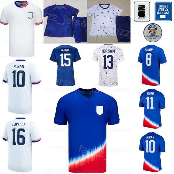 Équipe nationale 24 25 USA USWNT SOCCER 10 Christian Pulisic Jerseys 10 Lindsey Horan Jaedyn Shaw Rose Lavelle Rapinoe Sophia Smith 15 Kits de chemises de football Megan Rapinoe