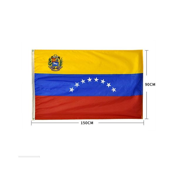 Bandera venezolana nacional 3x5, 90% Bleed Banderas de impresión de pantalla de poliéster para interiores al aire libre, del fabricante profesional, envío gratis