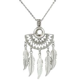 Native demi-lune rayonnante soleil éventail formes filigrane balancent plumes perles perle Cage collier 20 pouces