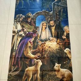 Bijningsgeboorte van Jezus Christus vlag Custom elke maat afdrukken 3x5 ft Flying Banner 100D polyester decor decoratie 220614
